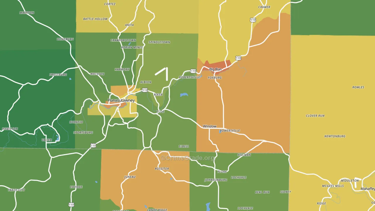 Big Run, PA Map of Murder Rates