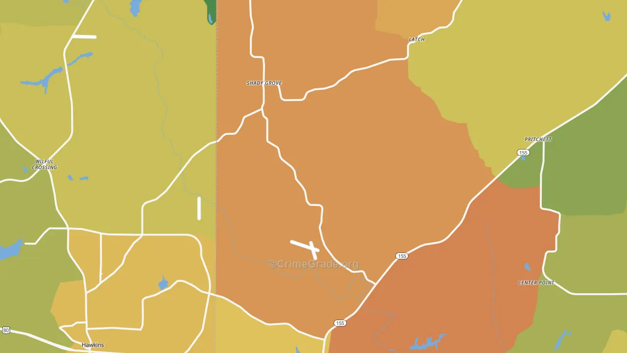 Big Sandy, TX Map of Murder Rates
