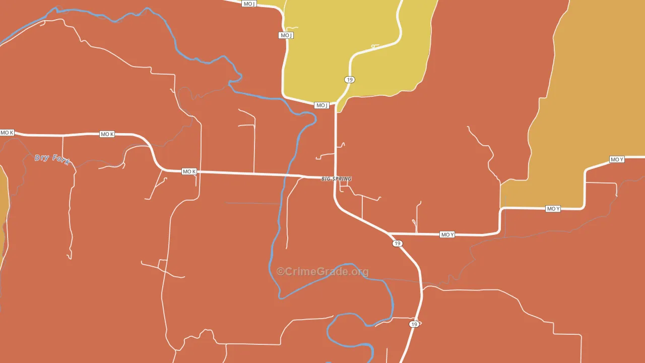 Big Spring, MO Map of Murder Rates