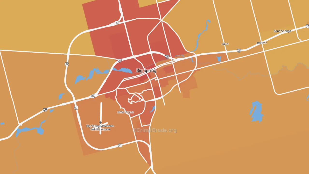 Big Spring, TX Map of Murder Rates