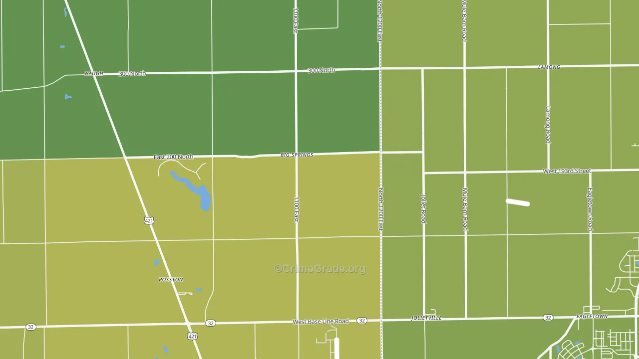 Big Springs, IN Map of Murder Rates