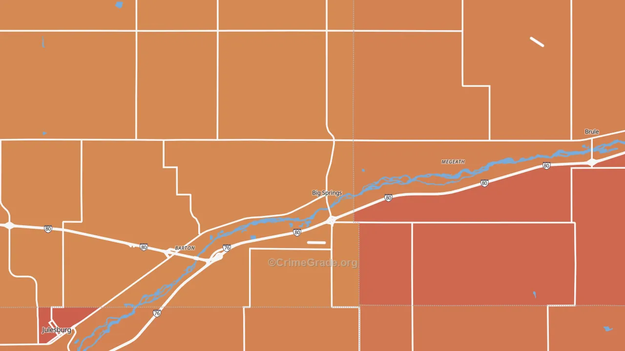 Big Springs, NE Map of Murder Rates