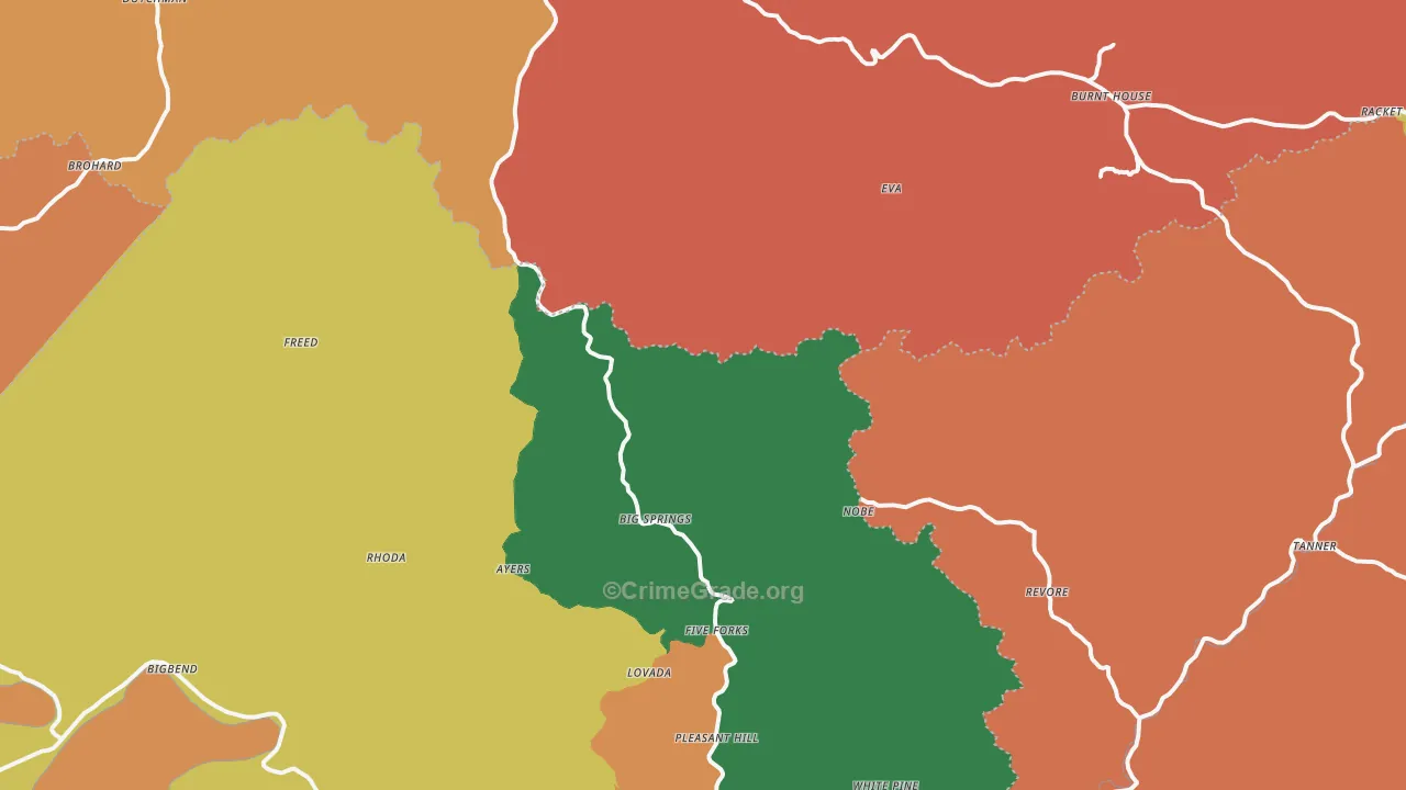 Big Springs, WV Map of Murder Rates