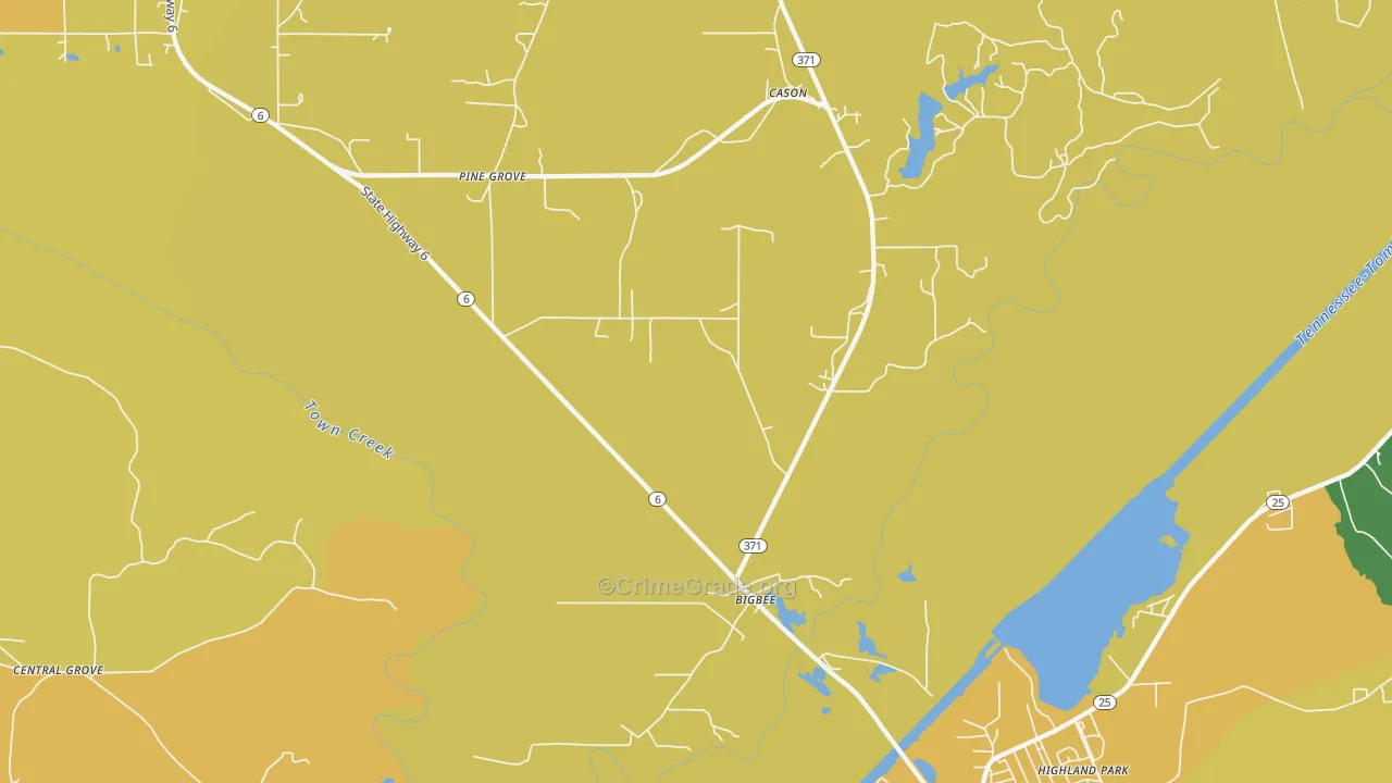 Bigbee, MS Map of Murder Rates