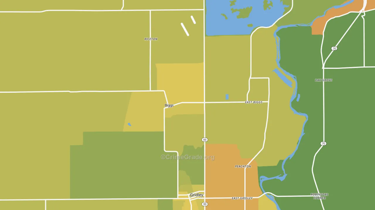 Biggs, CA Map of Murder Rates