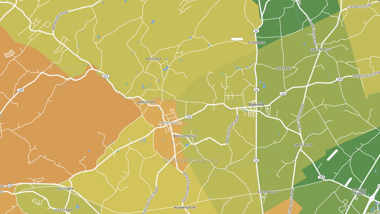 Biglerville, PA Map of Murder Rates