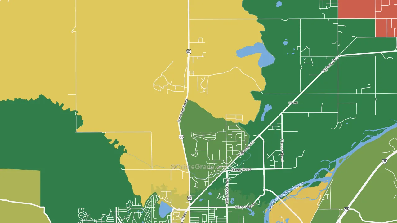 Billings Heights, MT Map of Murder Rates