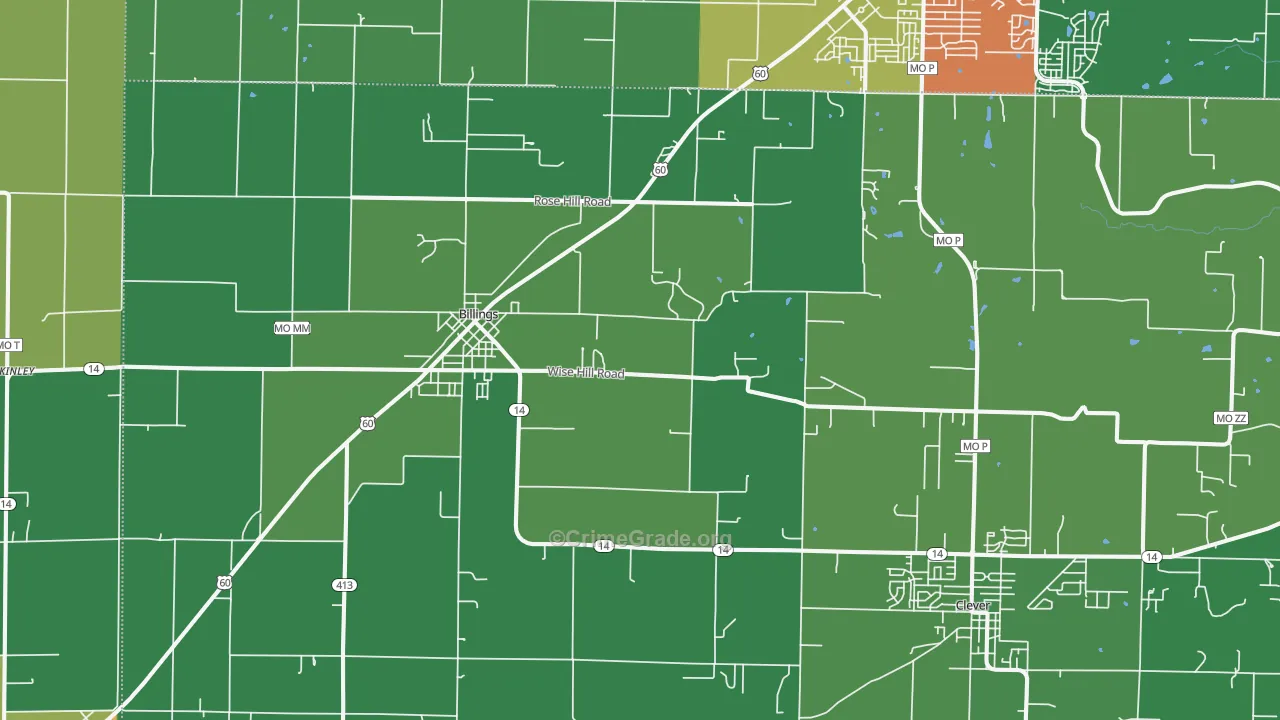 Billings, MO Map of Murder Rates