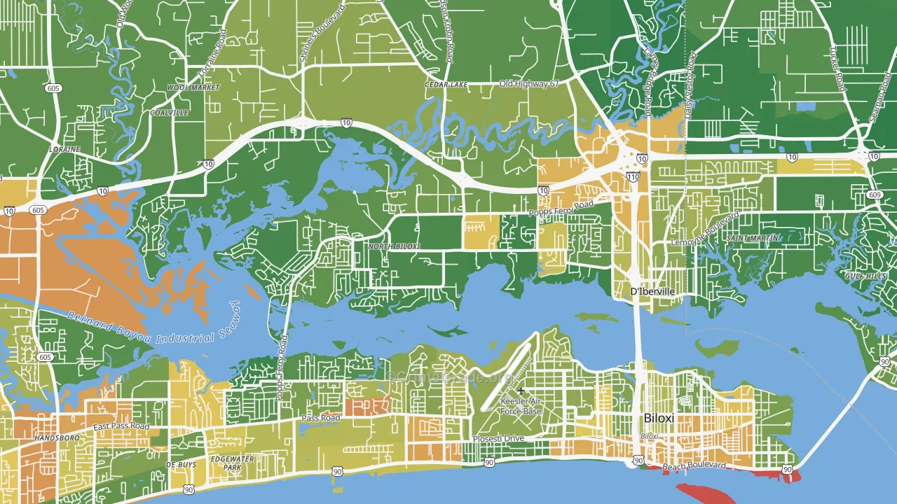 Biloxi, MS Map of Murder Rates