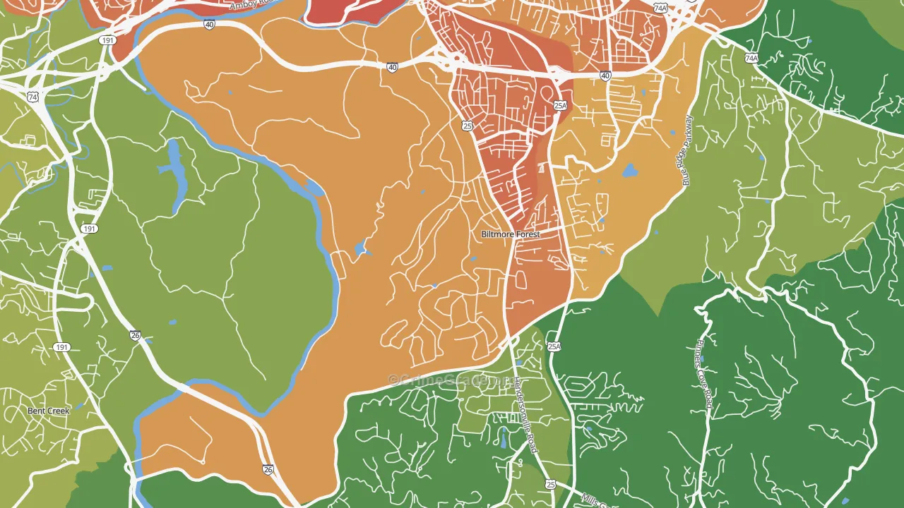 Biltmore Forest, NC Map of Murder Rates