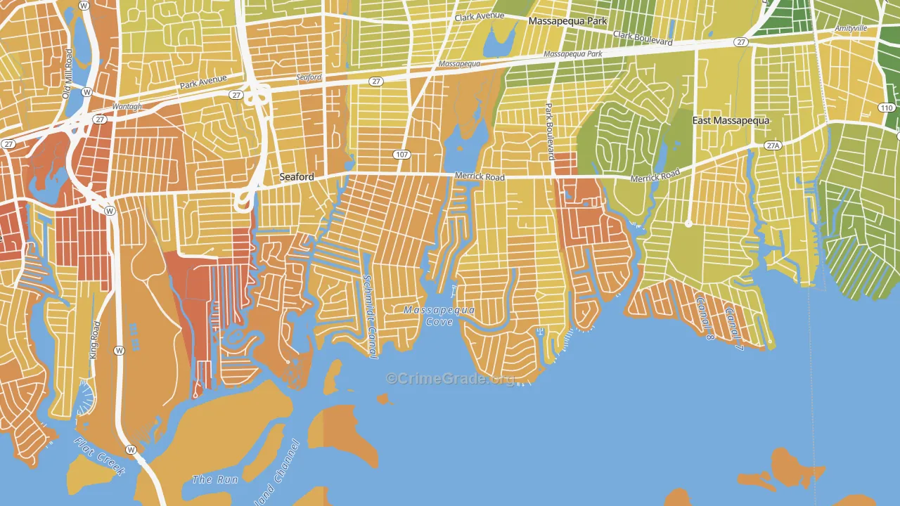 Biltmore Shores, Massapequa, NY Map of Murder Rates