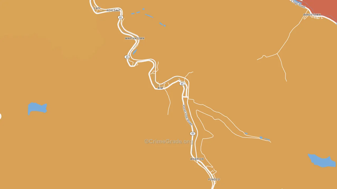 Bim, WV Map of Murder Rates