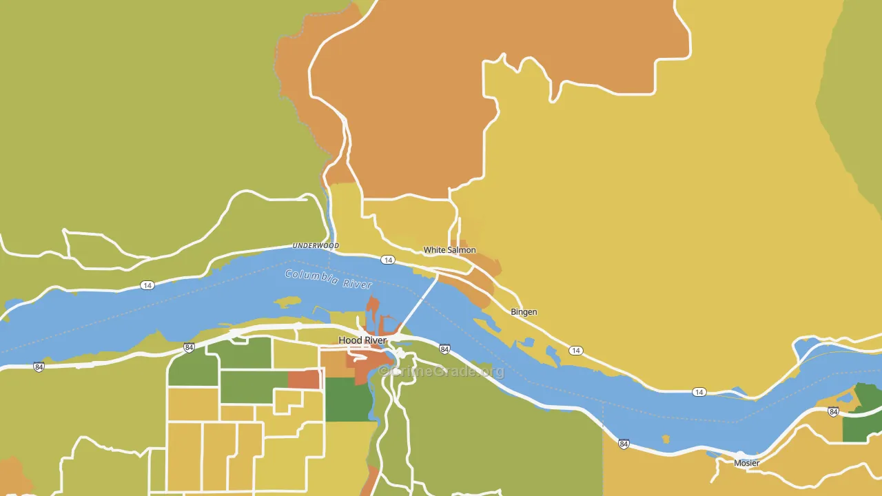 Bingen, WA Map of Murder Rates