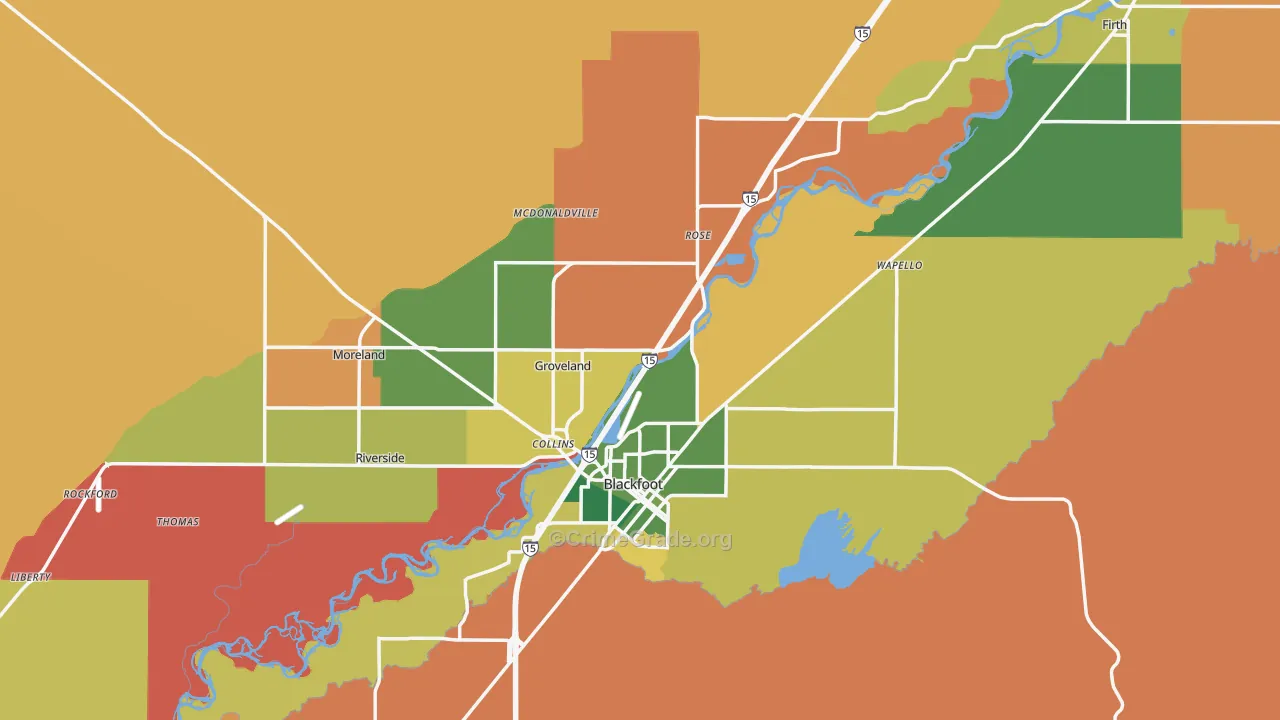 Bingham County, ID Map of Murder Rates