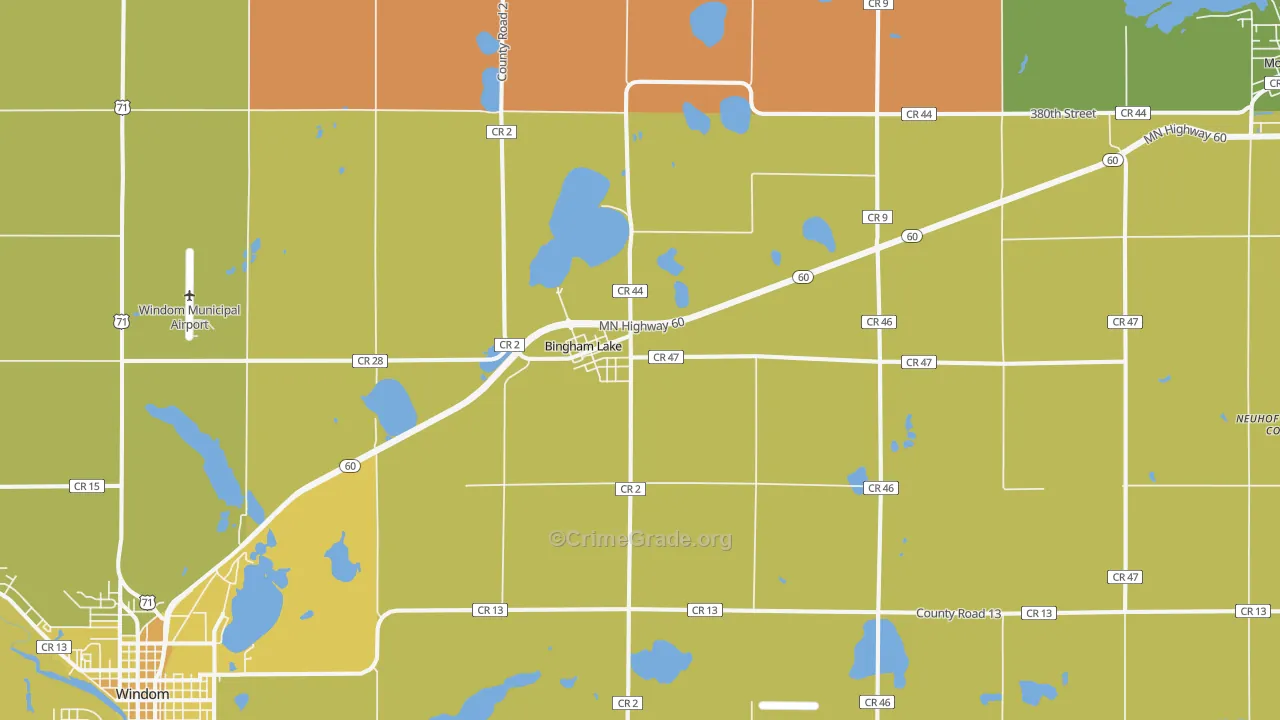 Bingham Lake, MN Map of Murder Rates