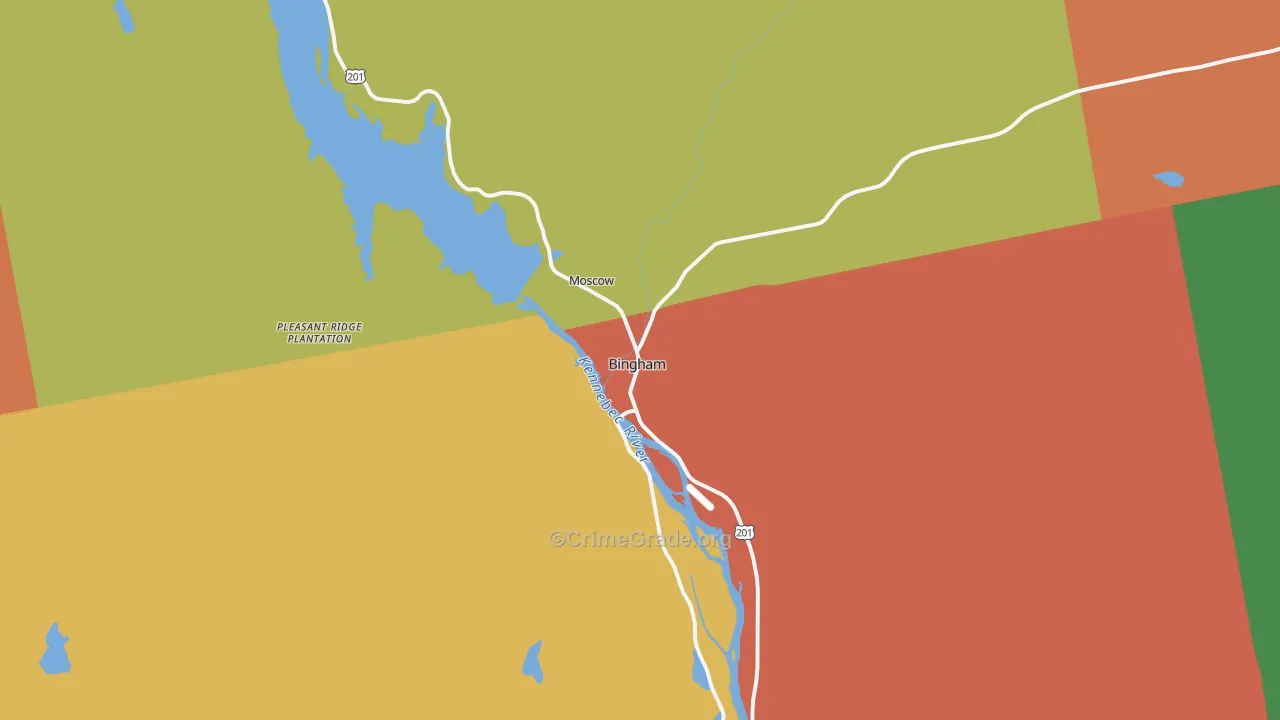 Bingham, ME Map of Murder Rates