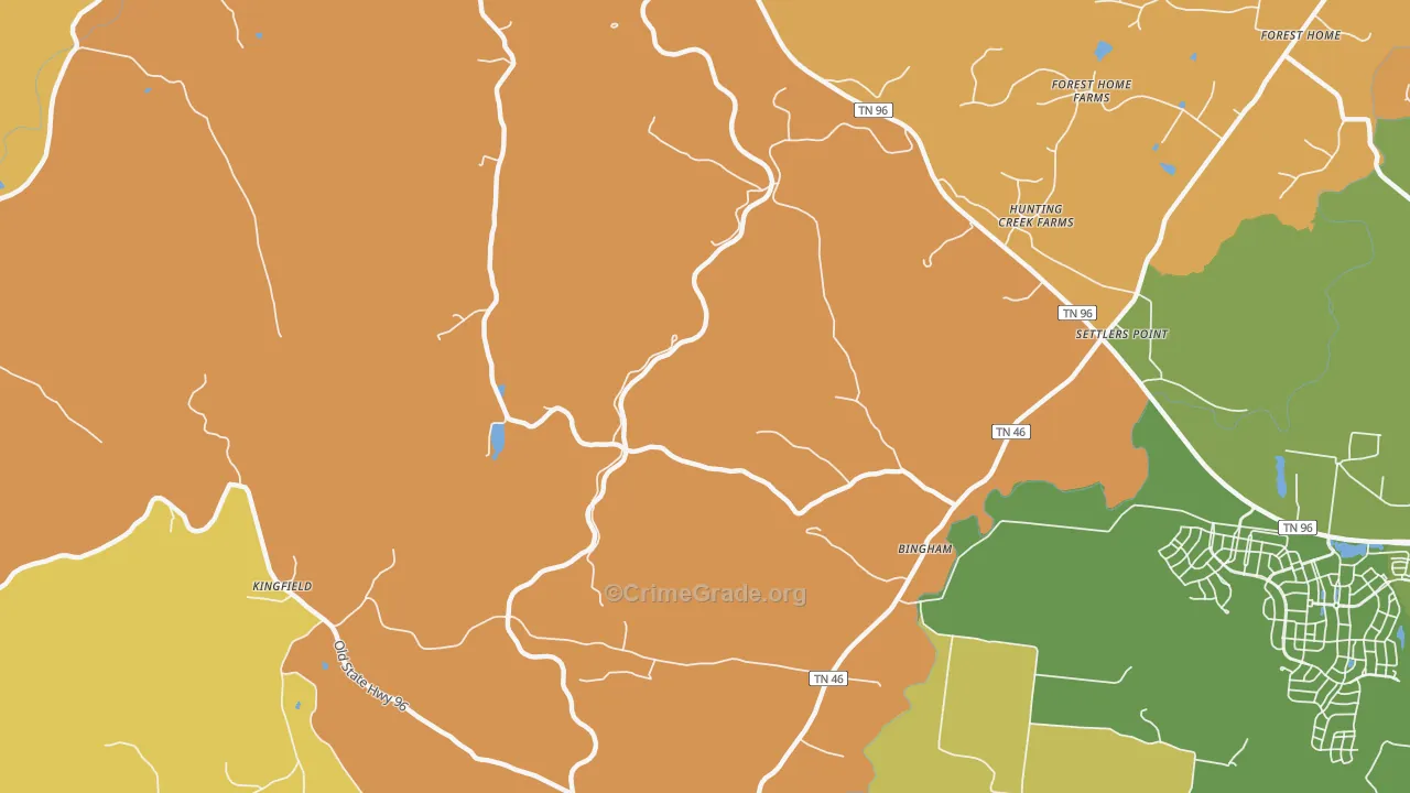 Bingham, TN Map of Murder Rates