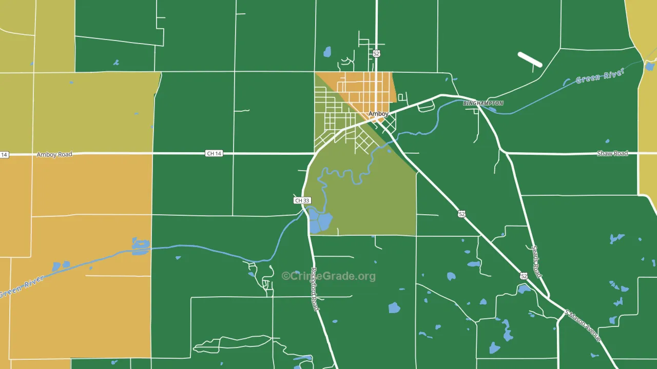 Binghampton, IL Map of Murder Rates