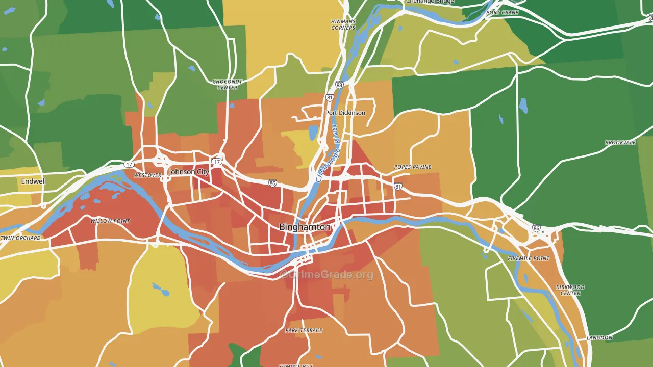 Binghamton, NY Map of Murder Rates