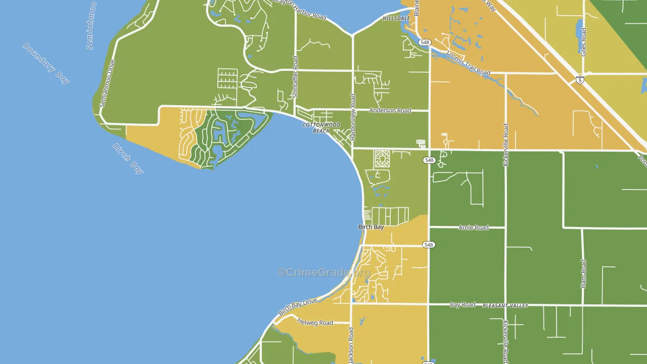 Birch Bay, WA Map of Murder Rates