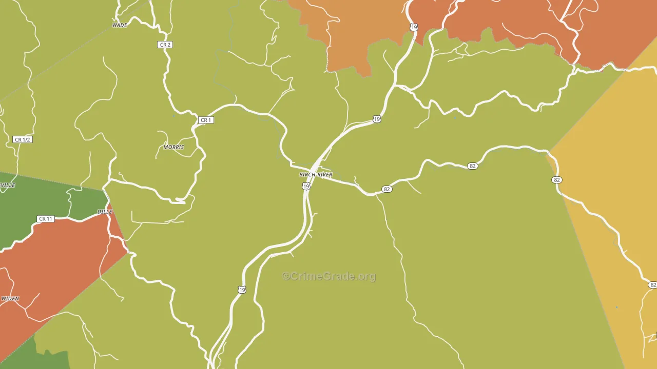 Birch River, WV Map of Murder Rates