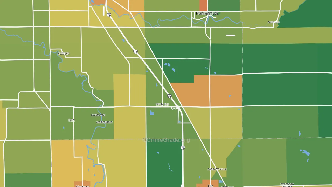 Birch Run, MI Map of Murder Rates