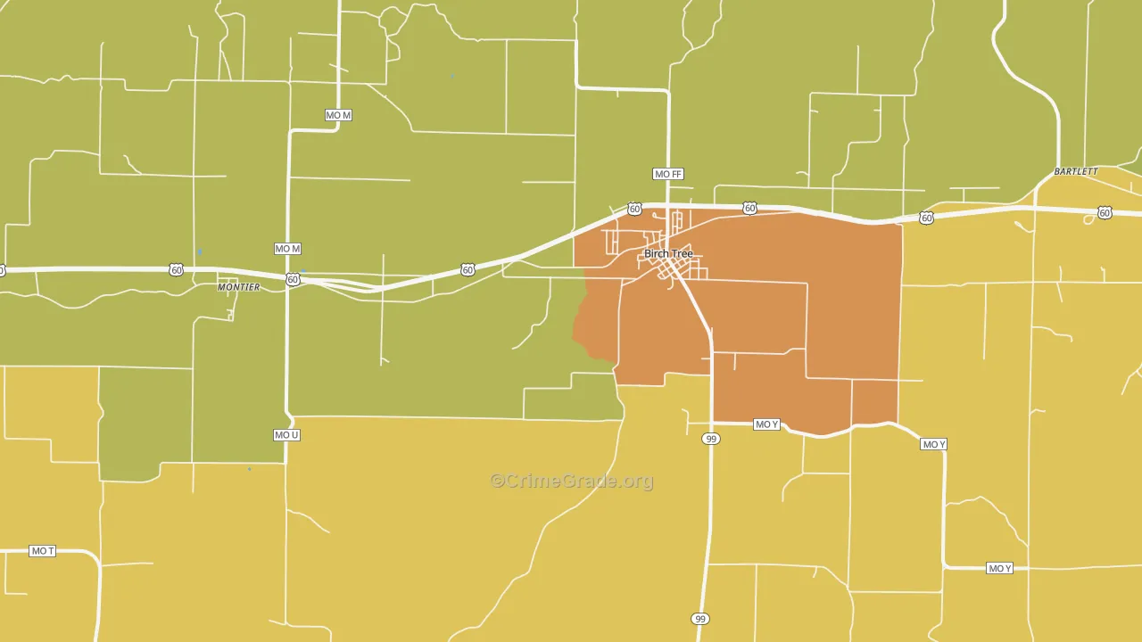 Birch Tree, MO Map of Murder Rates