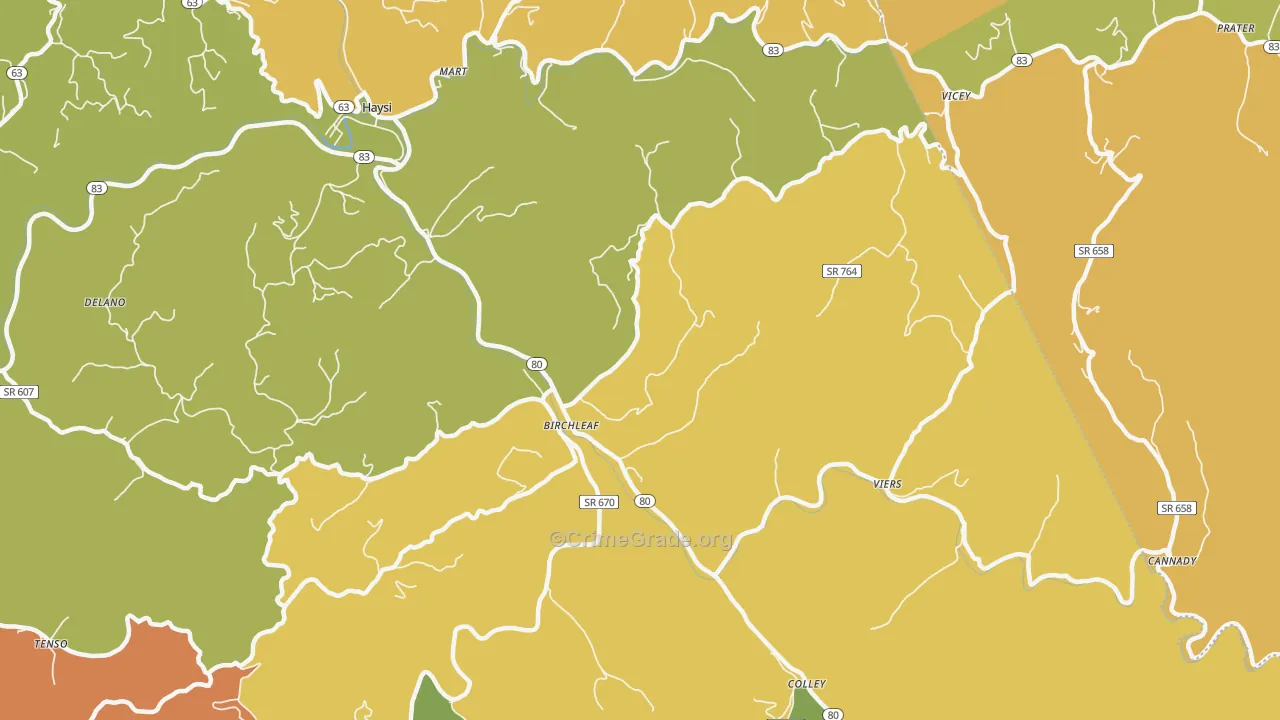 Birchleaf, VA Map of Murder Rates