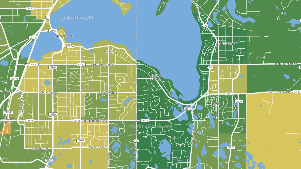 Birchwood Village, MN Map of Murder Rates