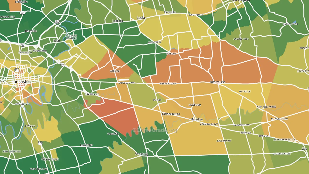 Bird-in-Hand, PA Map of Murder Rates