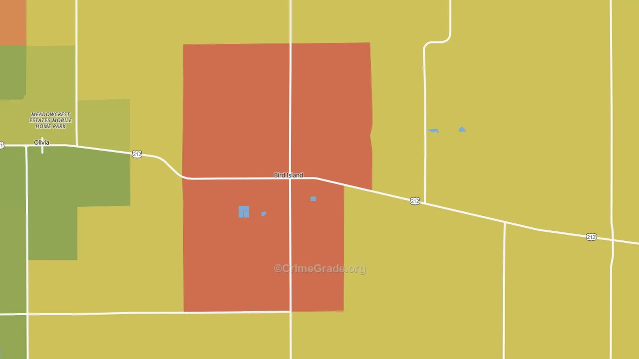 Bird Island, MN Map of Murder Rates