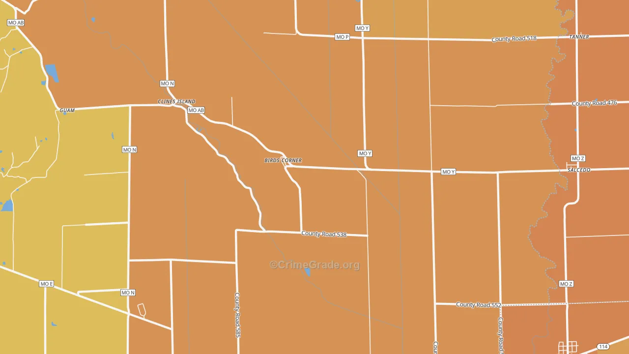 Birds Corner, MO Map of Murder Rates