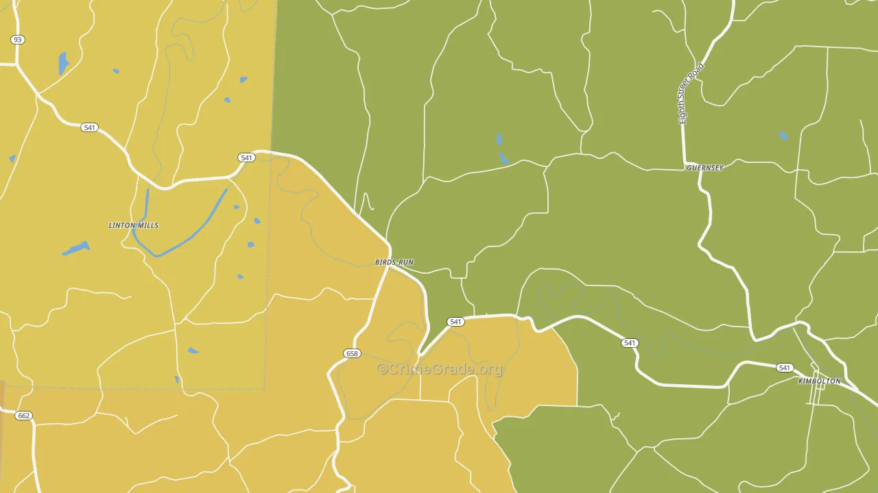 Birds Run, OH Map of Murder Rates