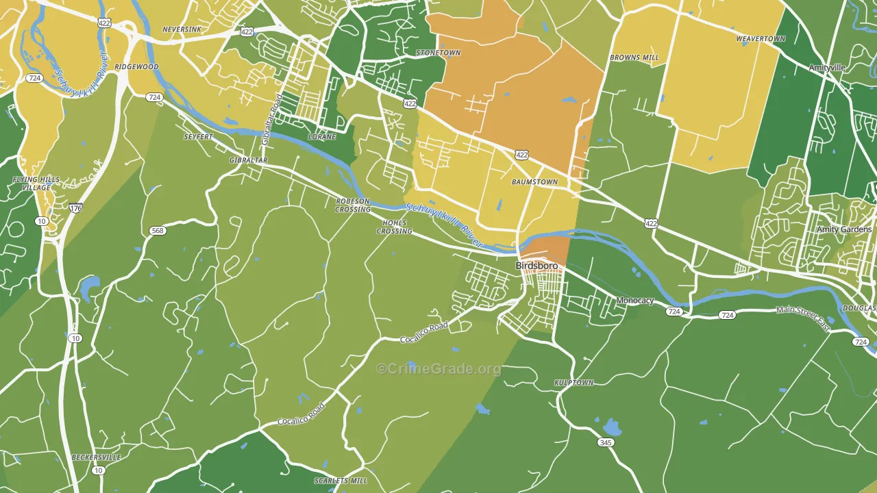Birdsboro, PA Map of Murder Rates