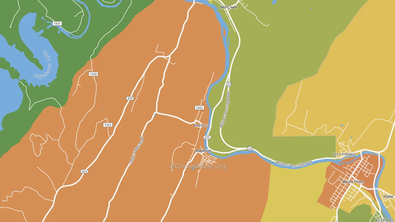 Birdville, PA Map of Murder Rates