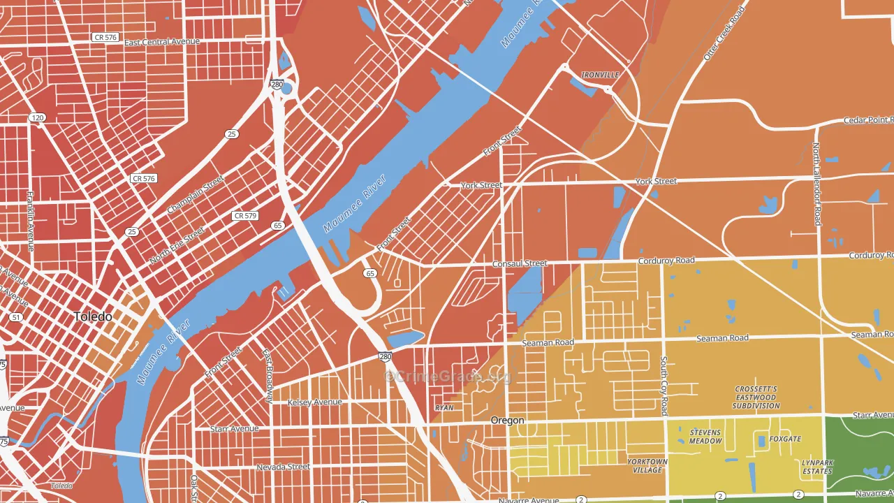 Birmingham, Toledo, OH Map of Murder Rates