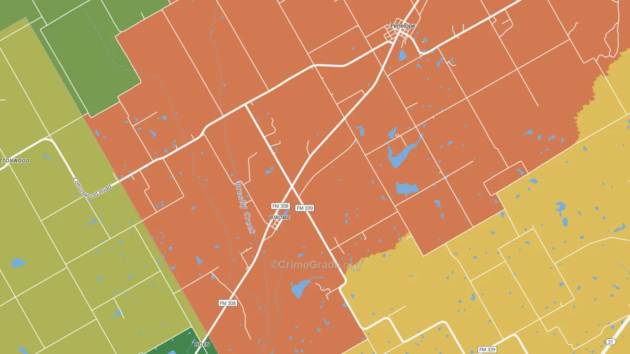 Birome, TX Map of Murder Rates