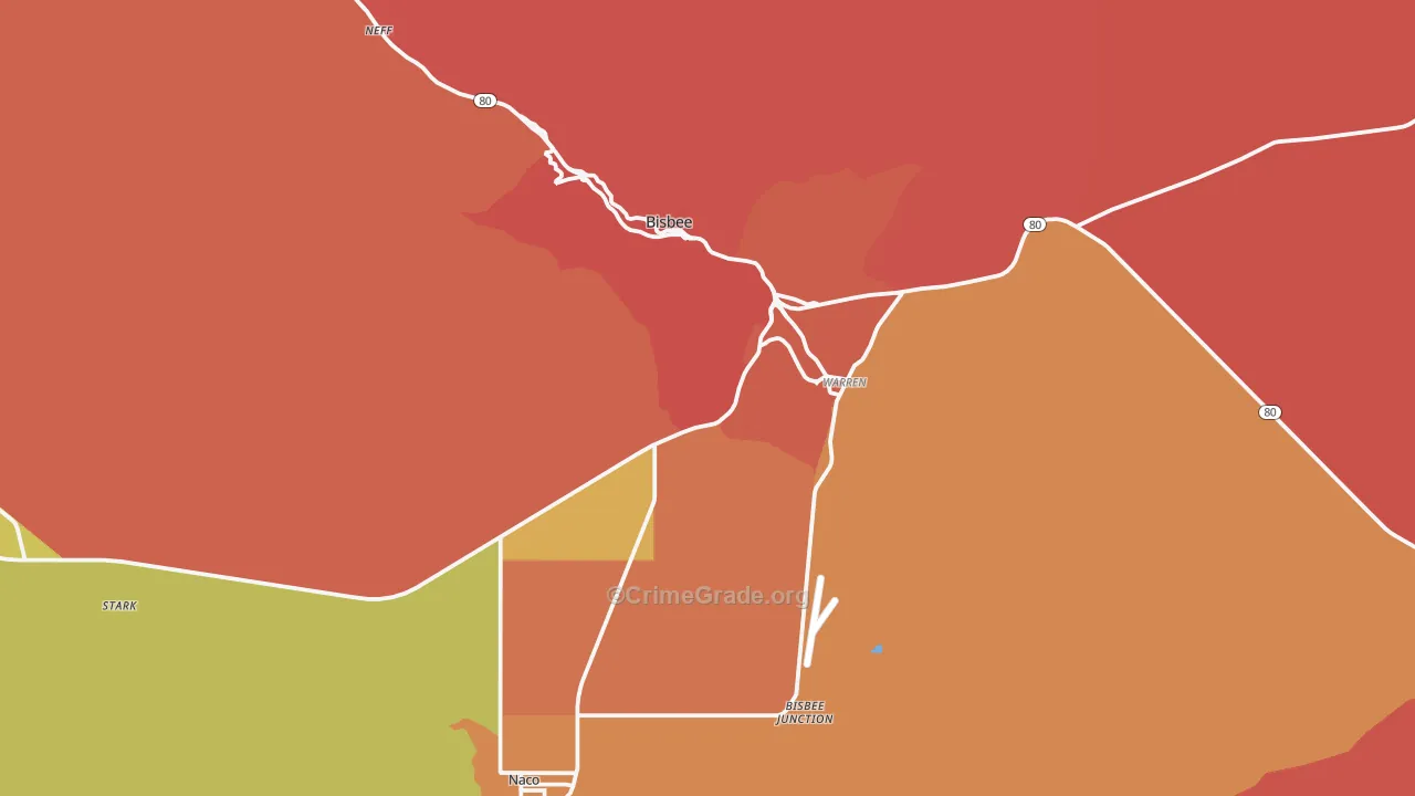 Bisbee, AZ Map of Murder Rates