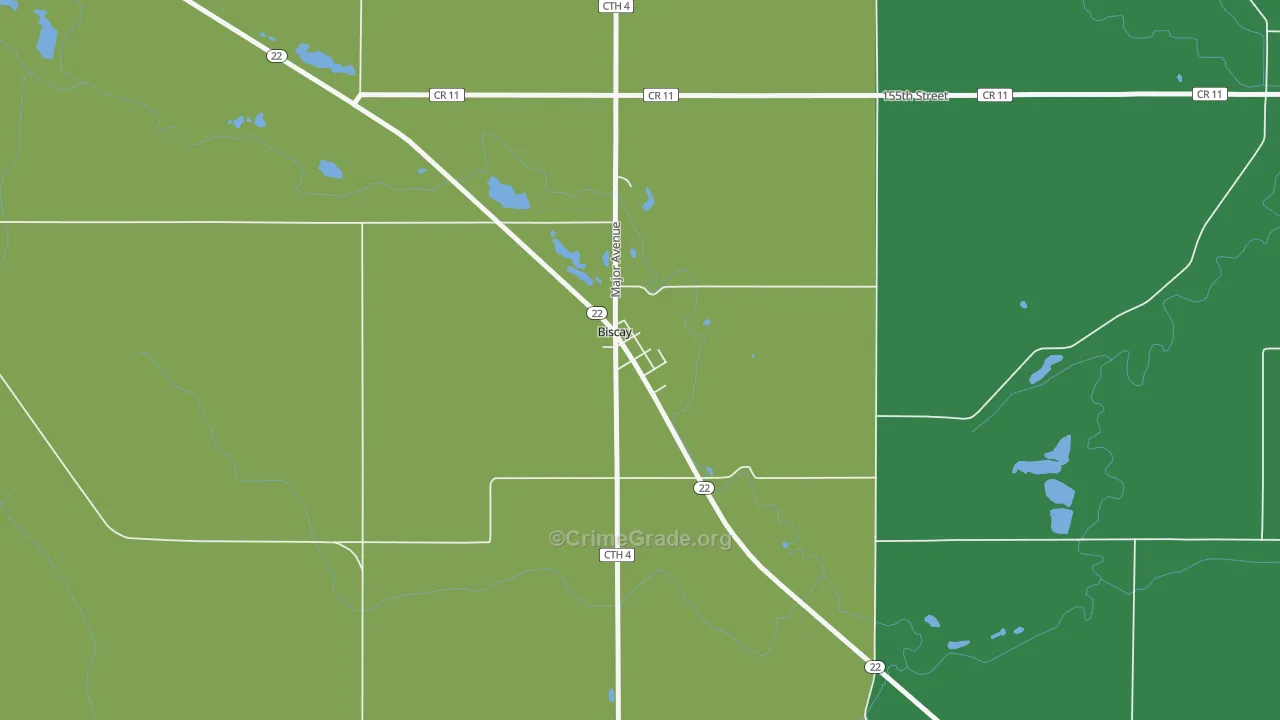 Biscay, MN Map of Murder Rates