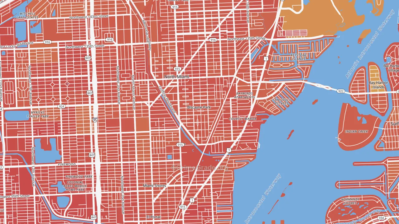 Biscayne Park, FL Map of Murder Rates