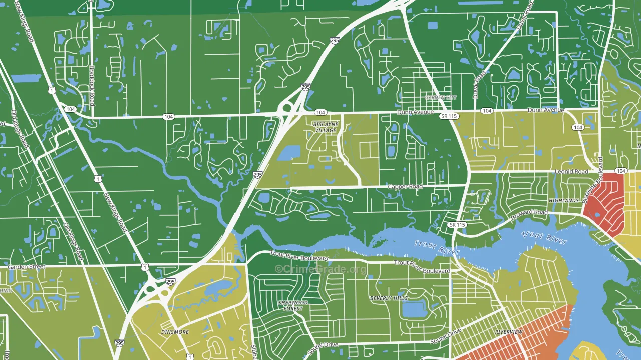 Biscayne Terrace, Jacksonville, FL Map of Murder Rates