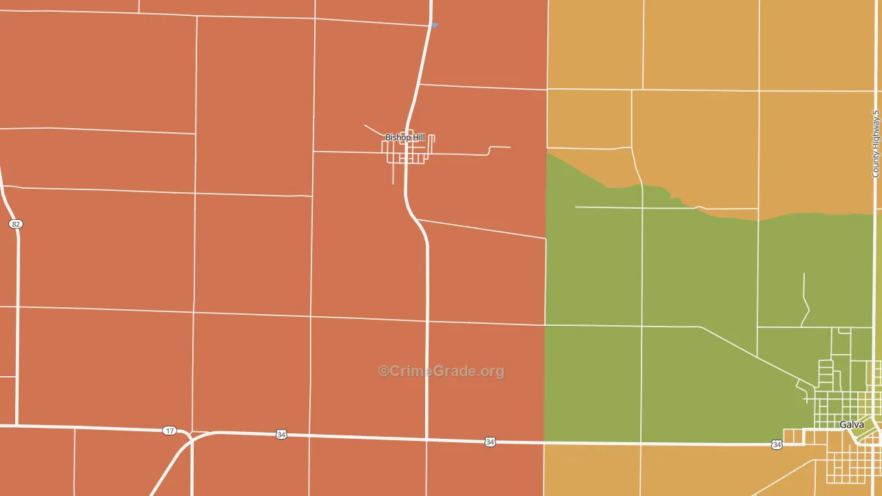 Bishop Hill, IL Map of Murder Rates