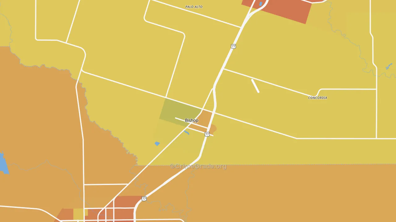 Bishop, TX Map of Murder Rates