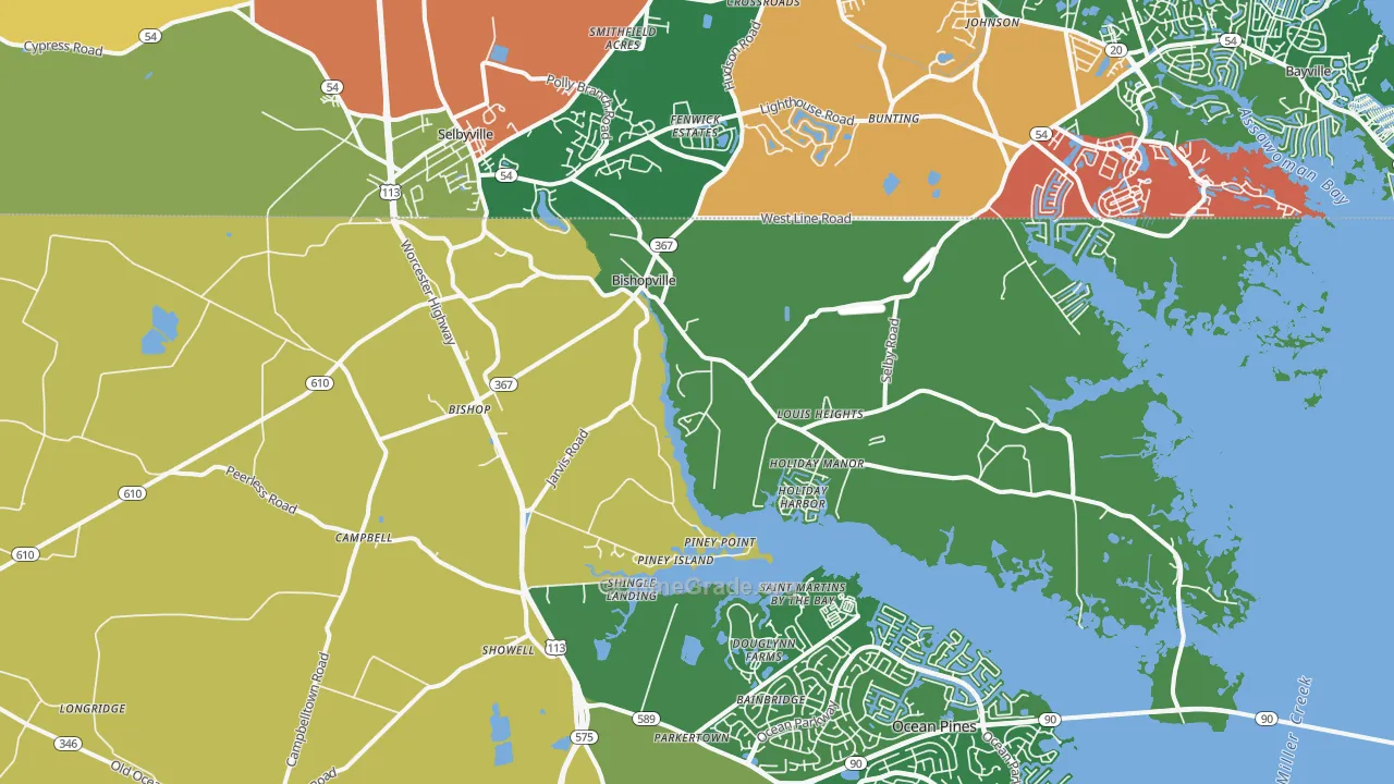 Bishopville, MD Map of Murder Rates