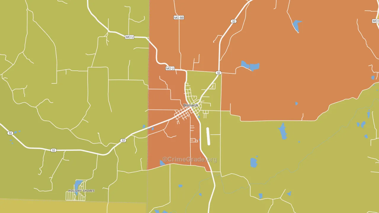 Bismarck, MO Map of Murder Rates