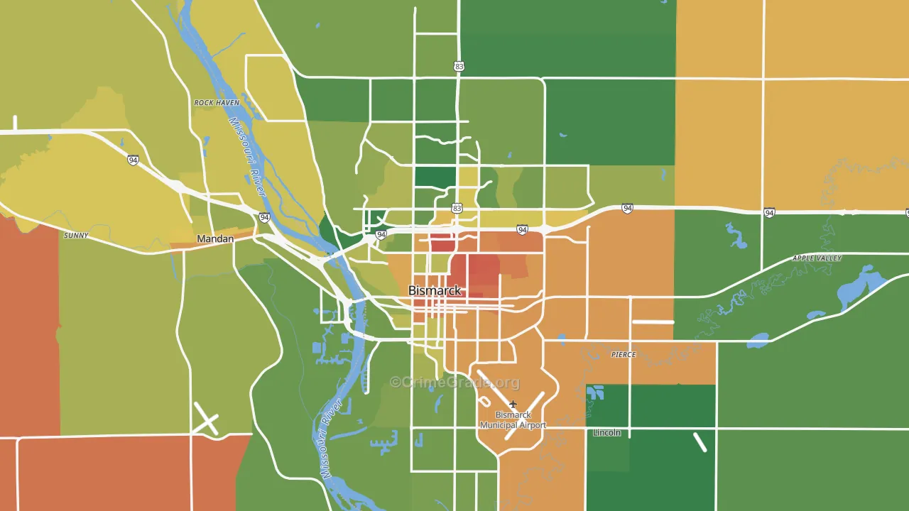 Bismarck, ND Map of Murder Rates