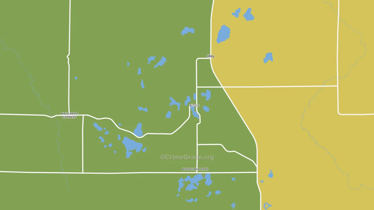 Bitely, MI Map of Murder Rates
