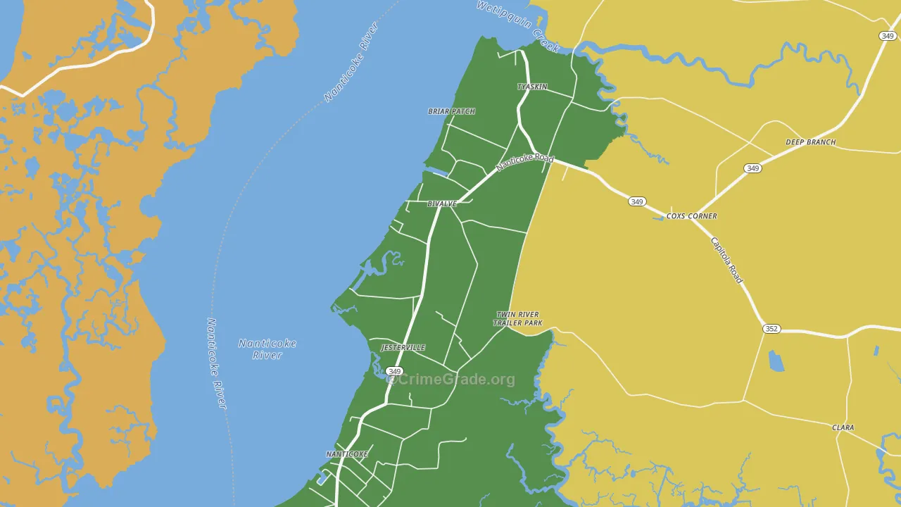 Bivalve, MD Map of Murder Rates
