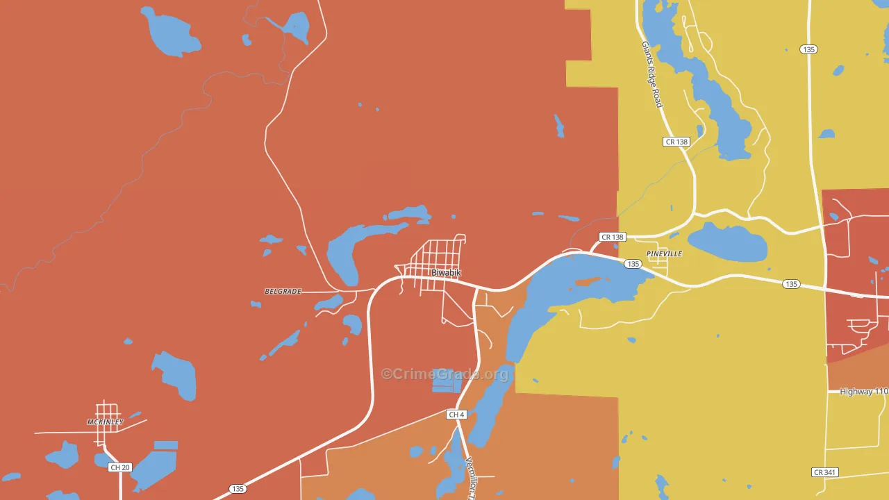 Biwabik, MN Map of Murder Rates