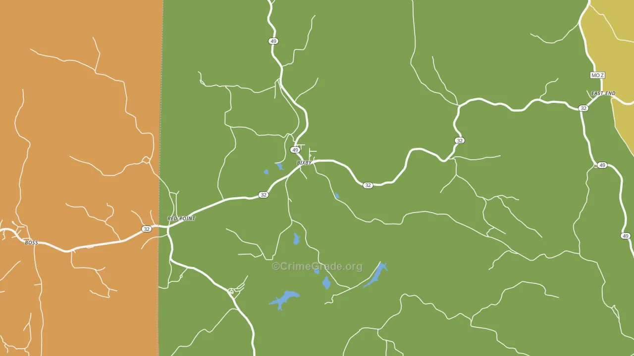 Bixby, MO Map of Murder Rates